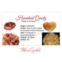 Thumbnail for HEMATOID QUARTZ Crystal Information Card Double sided #HC115