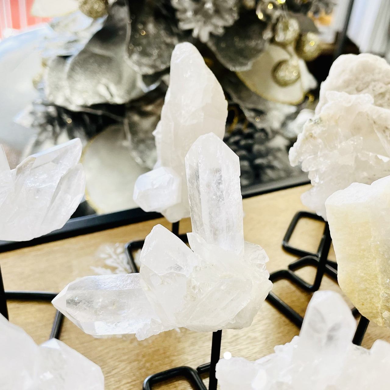 Icicle Quartz (On Stand) aka Clear Quartz Point Cluster #R187