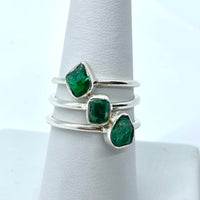 Thumbnail for Emerald Rough Sterling Silver Dainty Ring #J625
