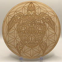 Thumbnail for Sea Turtle Flower Of Life Etched Wood 6