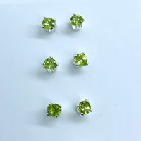 Thumbnail for Peridot Faceted Sterling Silver Stud Earrings #J682D