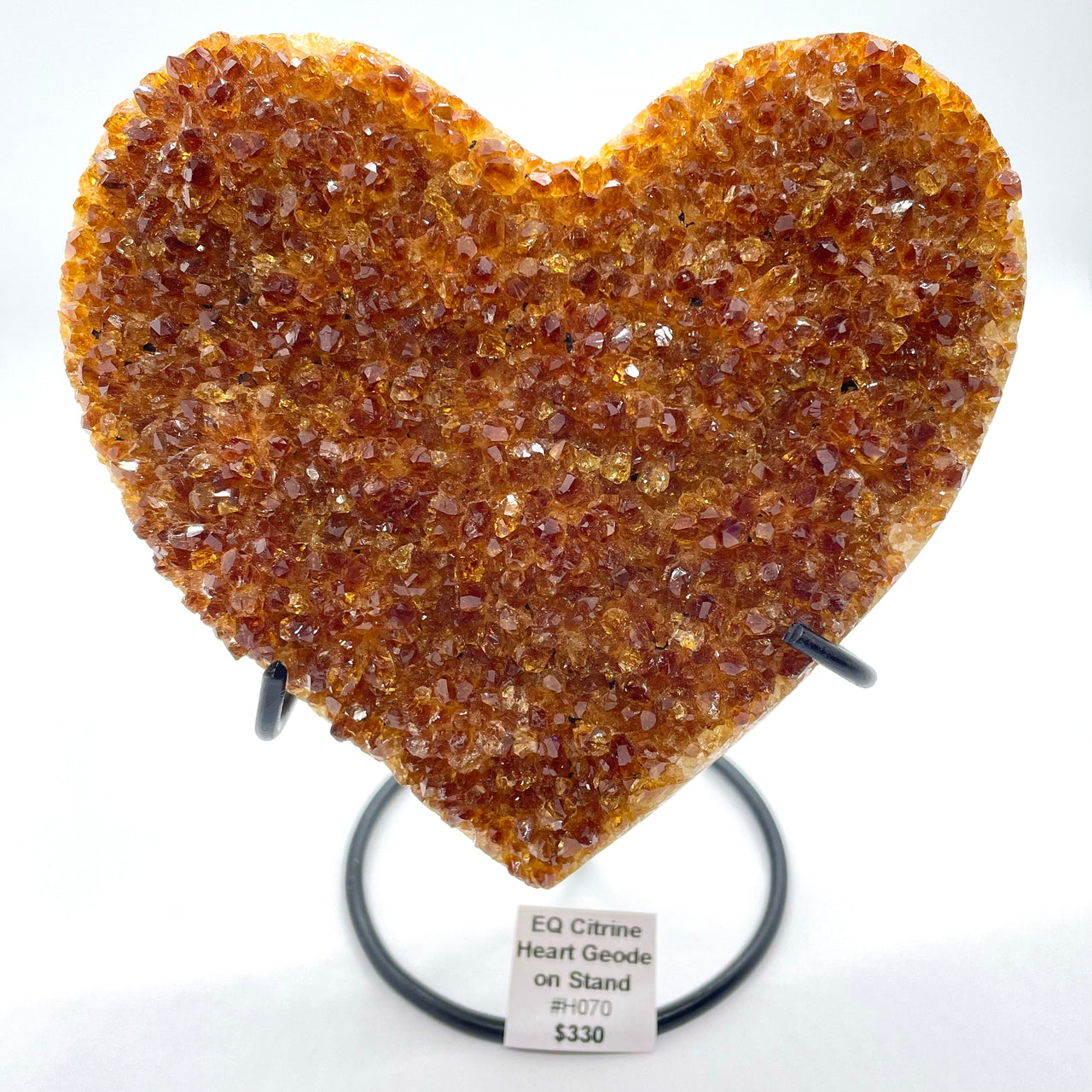 Citrine Heart Shaped Geode on Stand Extra Quality #H070