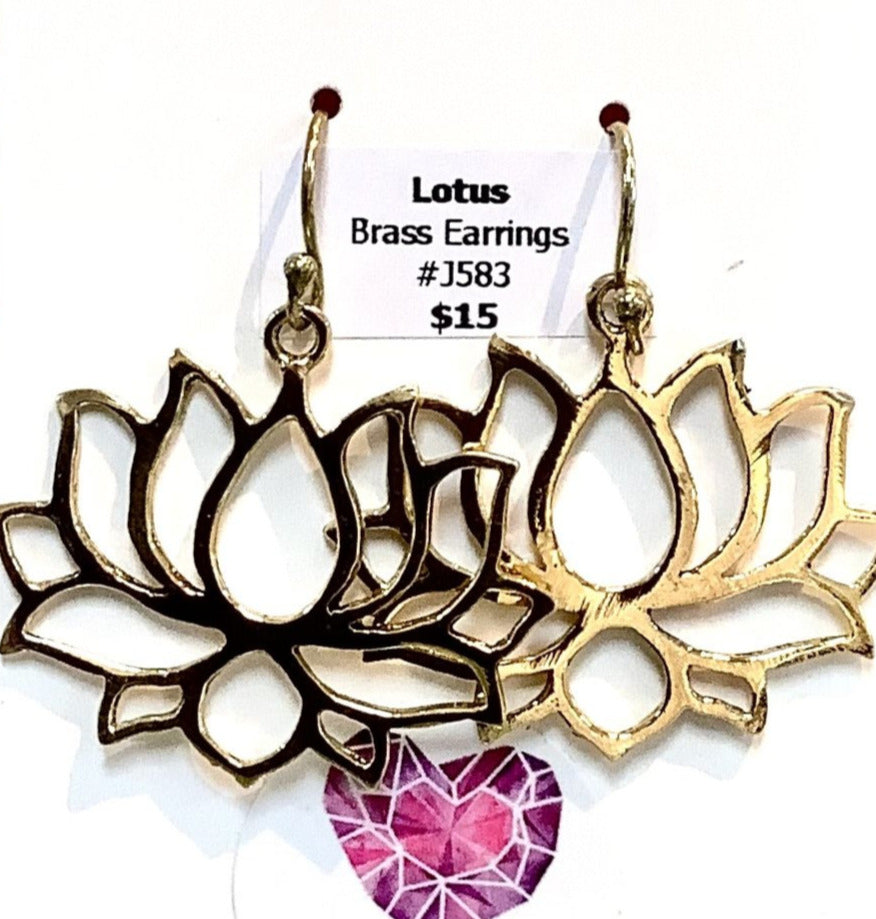 Lotus Brass Earrings #J583