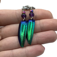 Thumbnail for Jewel Beetle Earrings Amethyst with Leverback Ear Wires 