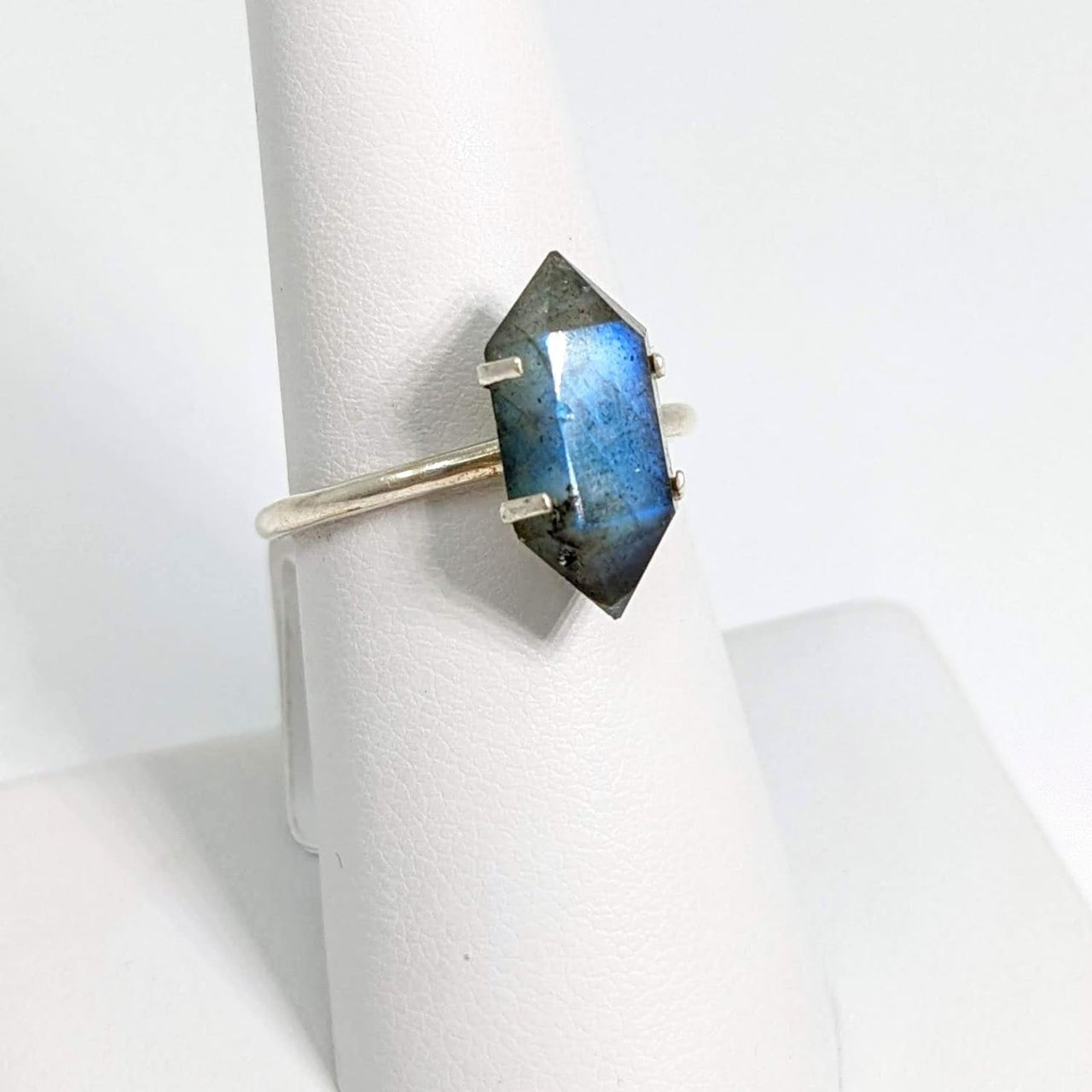 Labradorite Double Terminated Ring.925 Sterling Silver Sizes