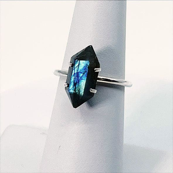 Labradorite Double Terminated Ring.925 Sterling Silver Sizes