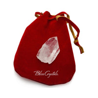 Thumbnail for Large Rough Crystal Quartz Point w Red Ultrasuede MEDICINE 