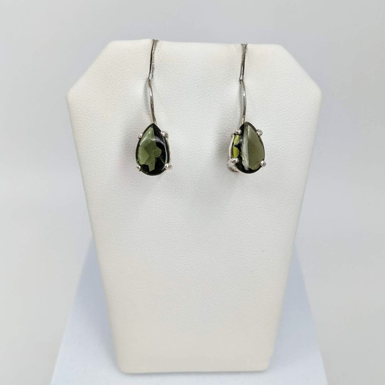 Moldavite Faceted Earrings SS (15g) #SK7565 - $295