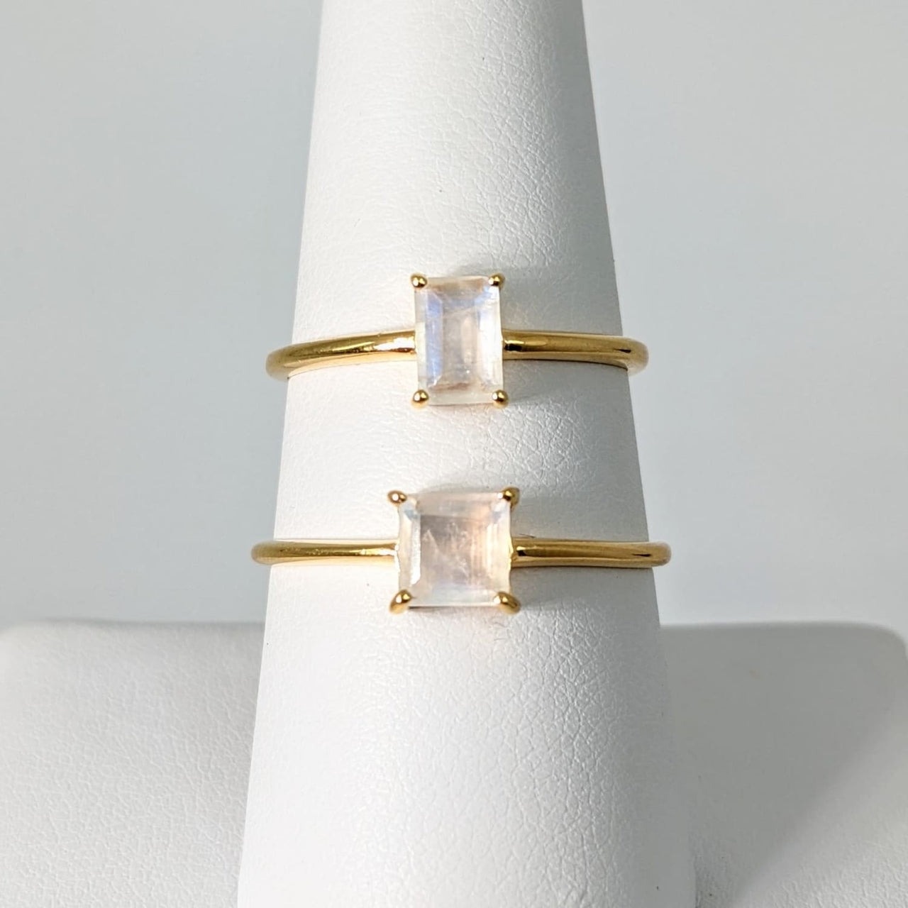 Moonstone Faceted Dainty Ring 14K Gold Plated #SK8321 - $98