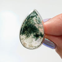 Thumbnail for Moss Agate Teardrop Sterling Silver Ring Sz. 6 #SK8342 - 