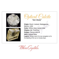 Thumbnail for OPTICAL CALCITE Crystal Information Card Double sided #HC140