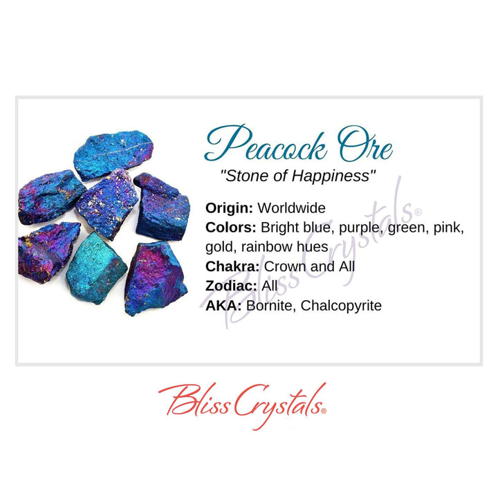 PEACOCK ORE Crystal Information Card, Double sided aka 