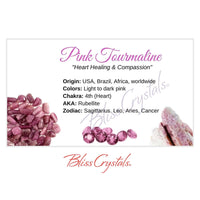 Thumbnail for PINK TOURMALINE Crystal Information Card Double sided #HC162