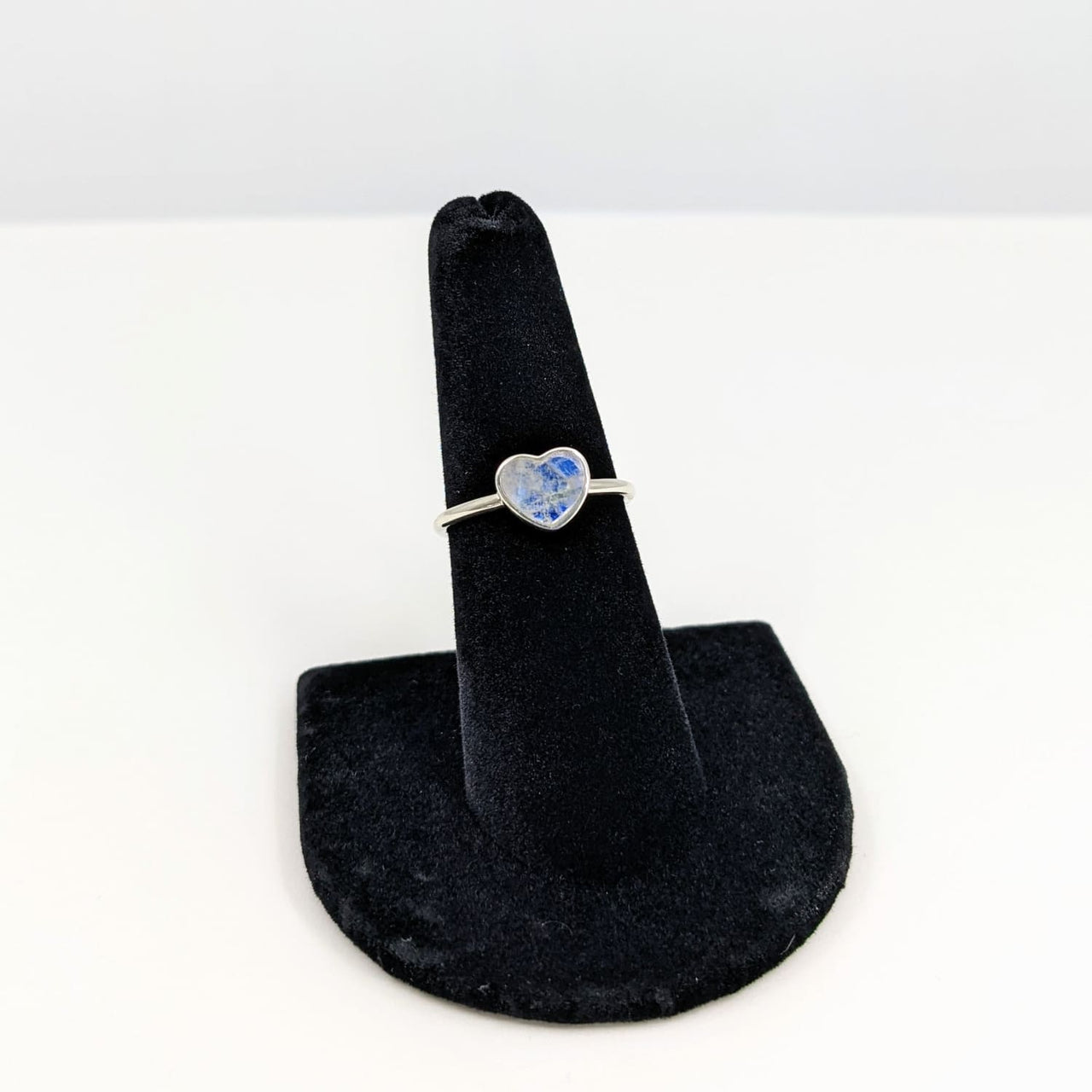Rainbow Moonstone SS Heart Ring (2g) #SK8904 - $39