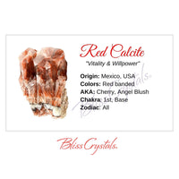 Thumbnail for RED CALCITE Crystal Information Card Double sided #HC39