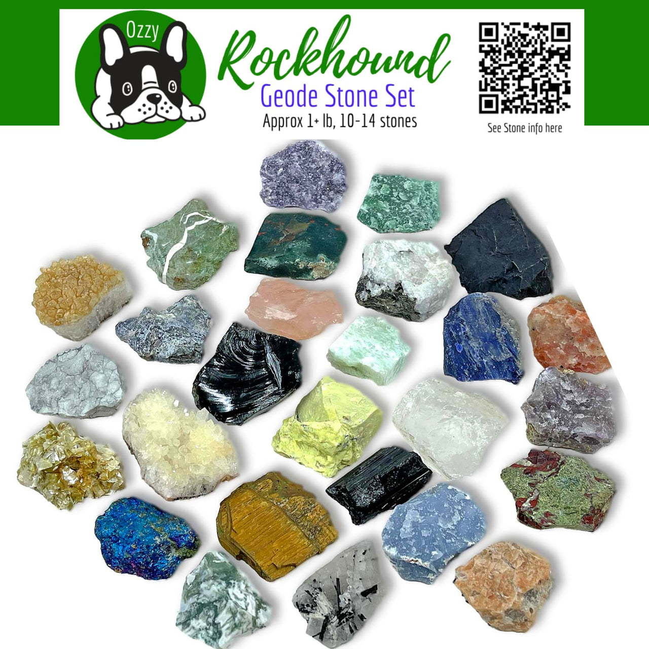 Rockhound Rough Geode Stone Set 10-14 Assorted Crystals 