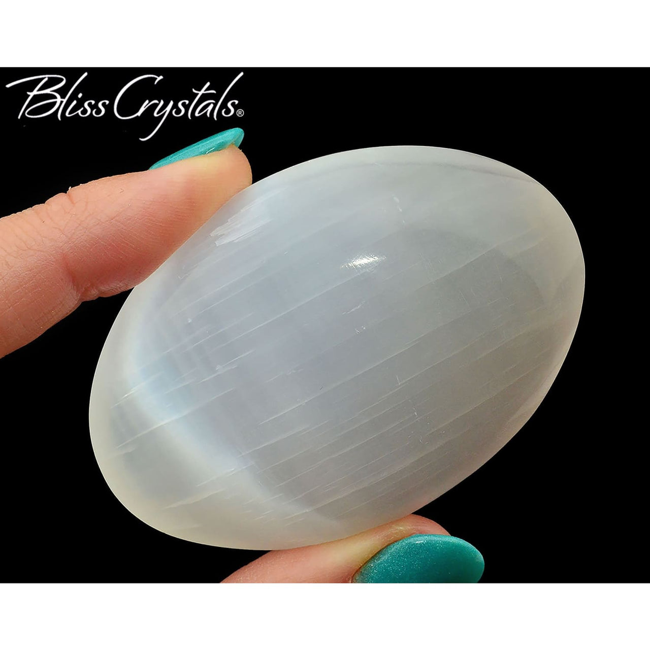SELENITE Large Oval Palm Stone Moonglow Polished 2.4 for 