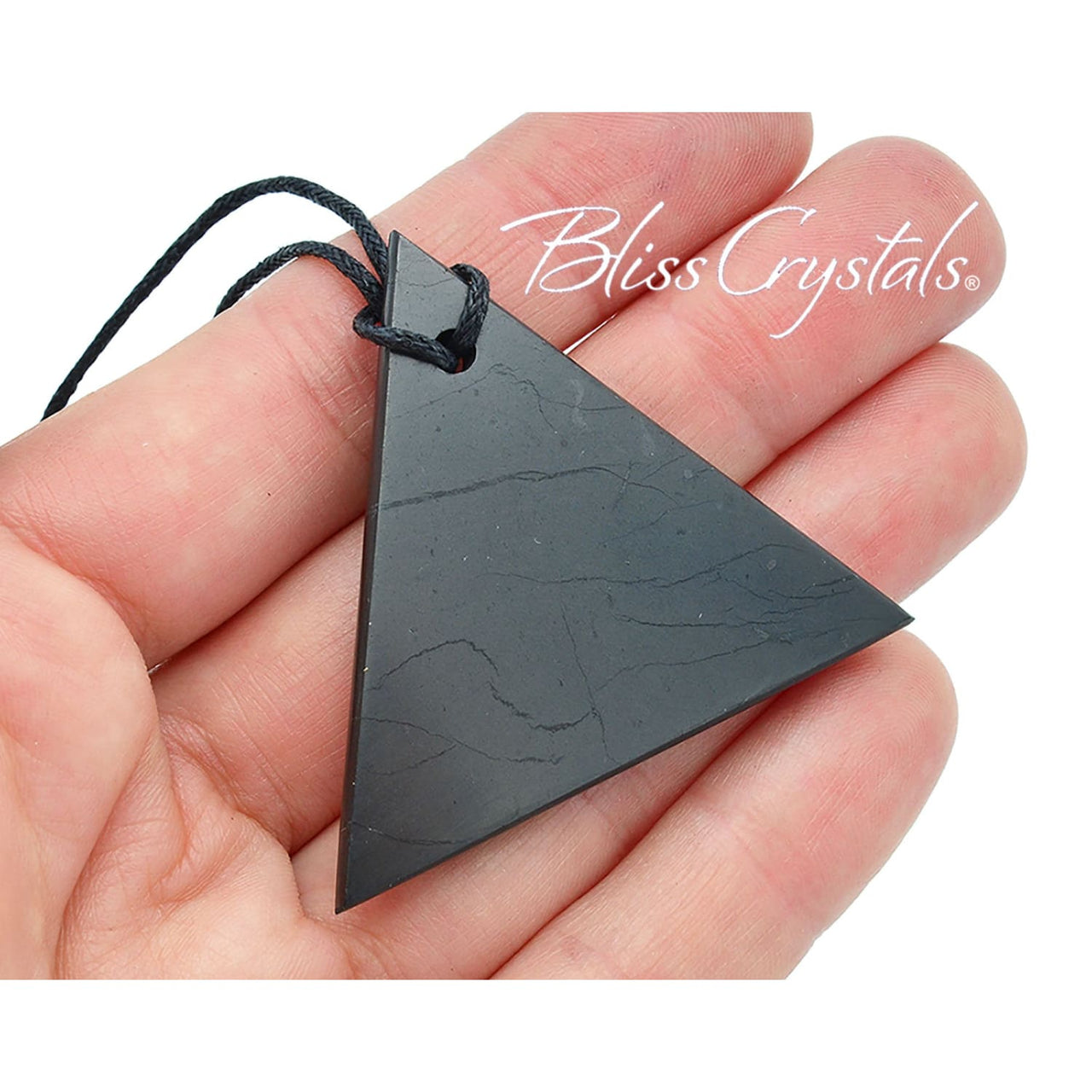 Shungite Triangle Pendant w/ Cord for protection from EMF 