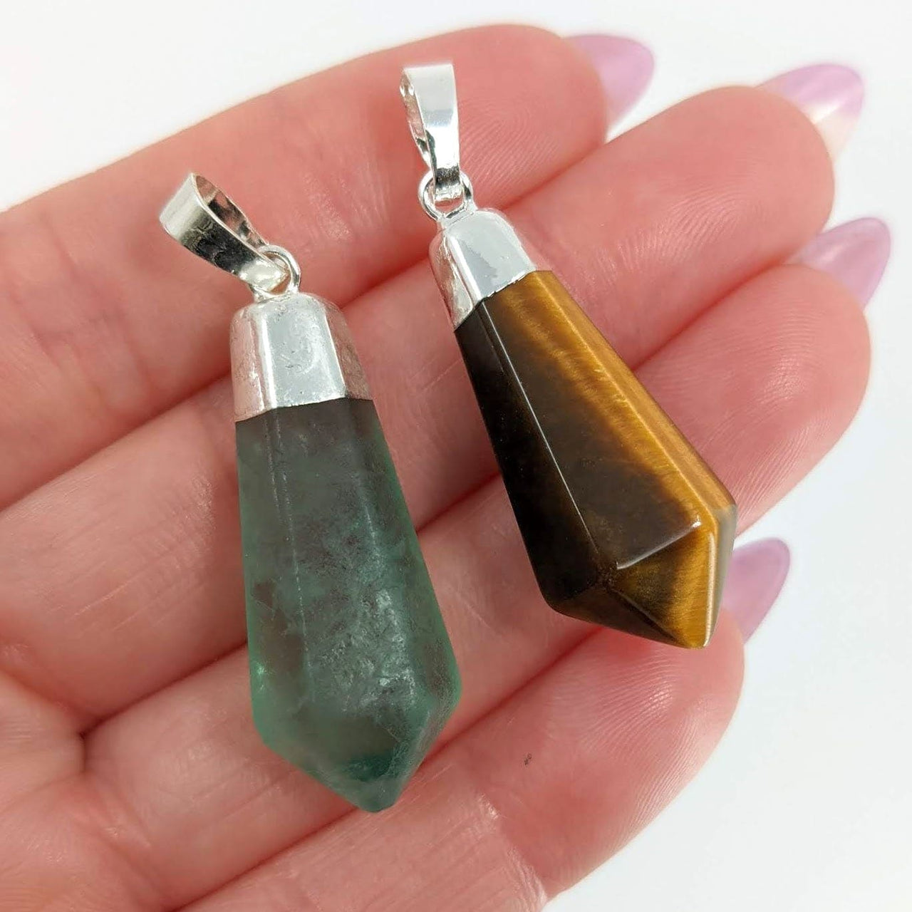 Tapered Point Pendant Fluorite or Tigers Eye (8g) #SK7520 - 