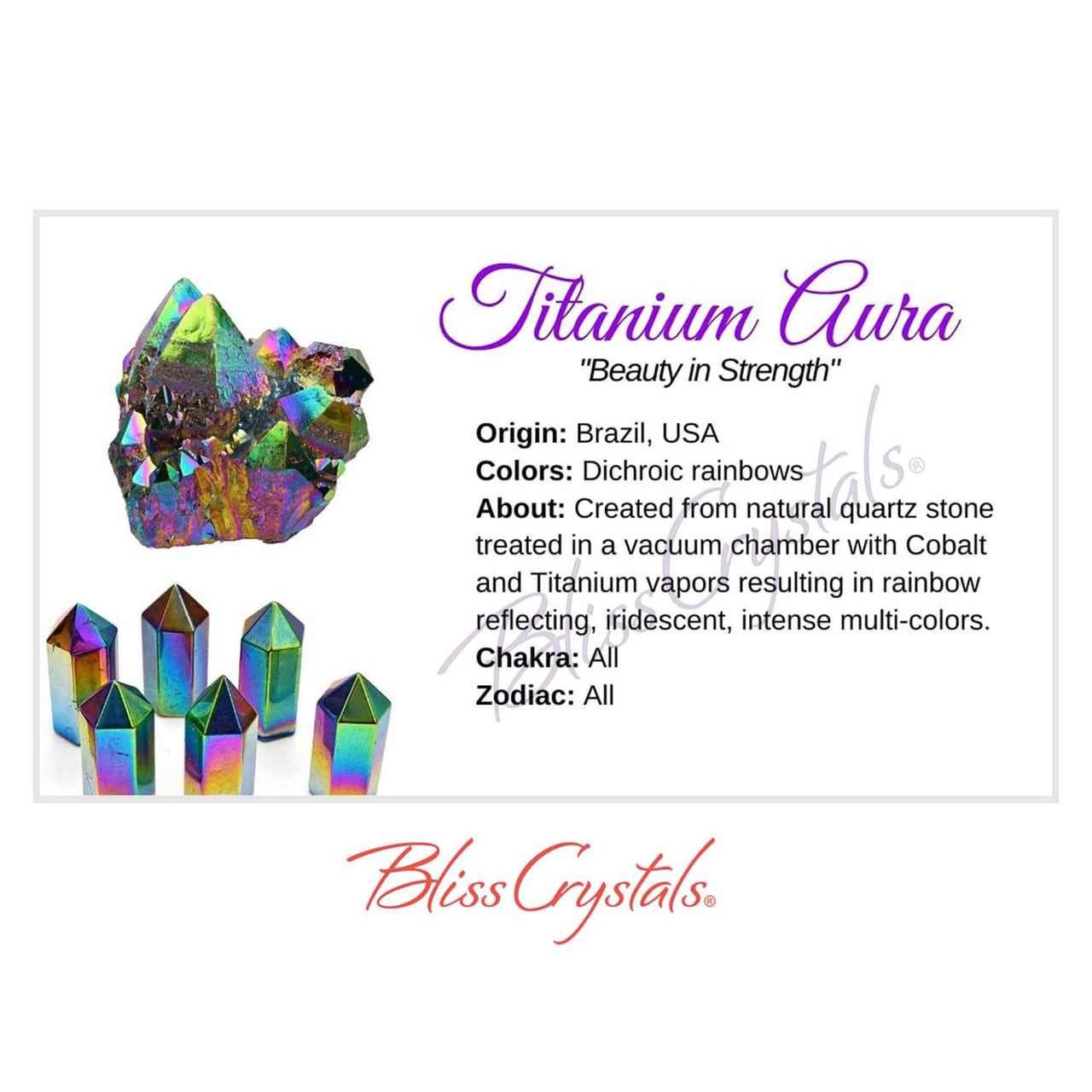 TITANIUM AURA Crystal Information Card Double sided #HC93