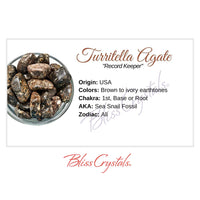Thumbnail for TURITELLA AGATE Crystal Information Card Double sided #HC106