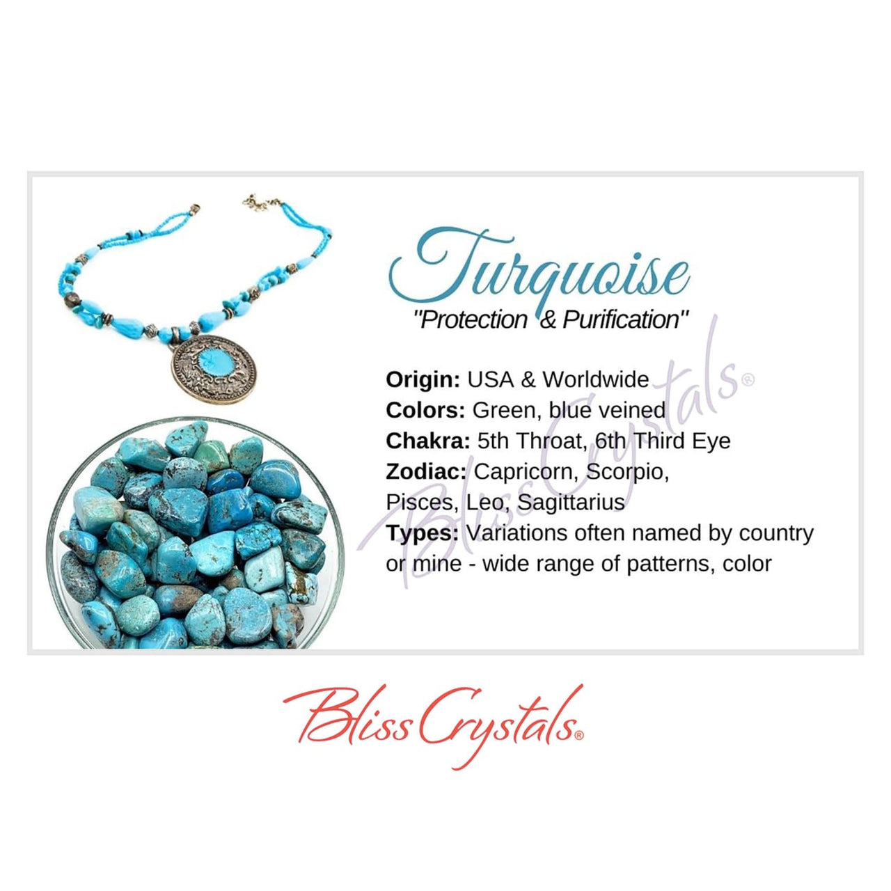 TURQUOISE Crystal Information Card Double sided #HC85