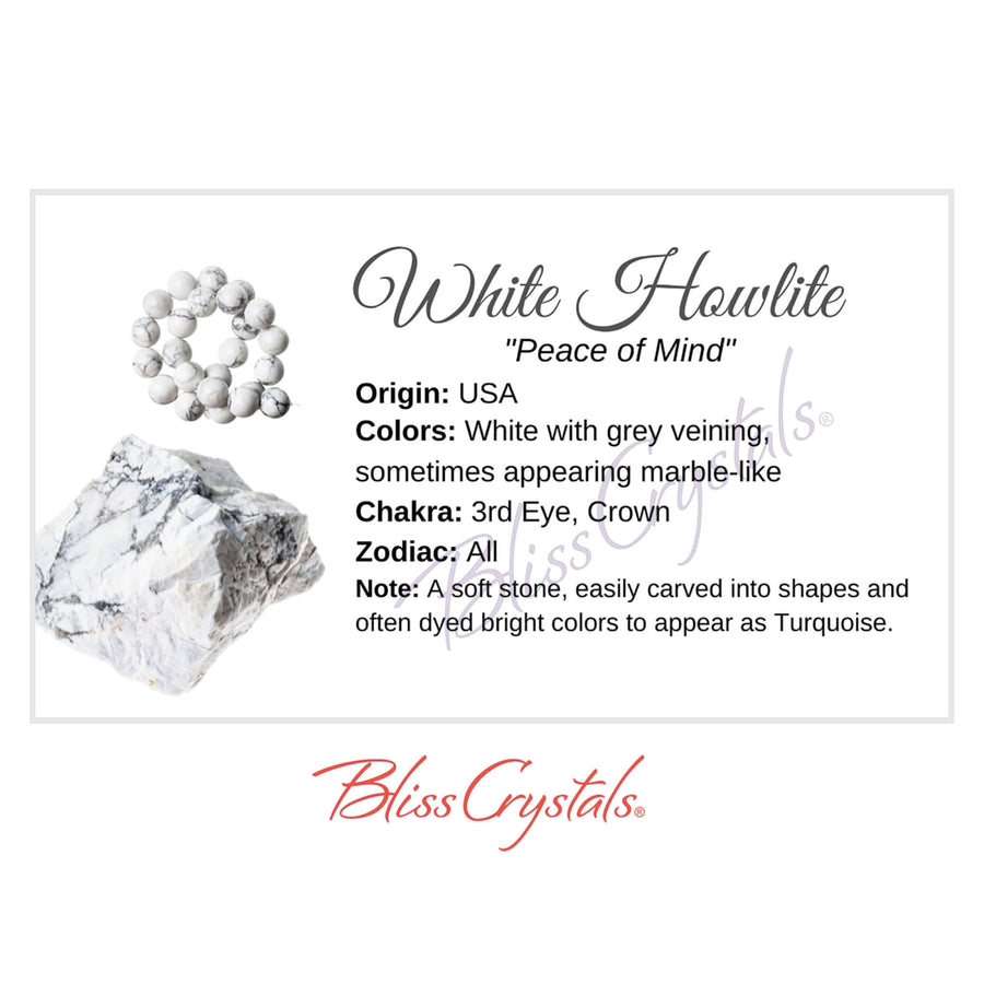 WHITE HOWLITE Crystal Information Card Double sided #HC155